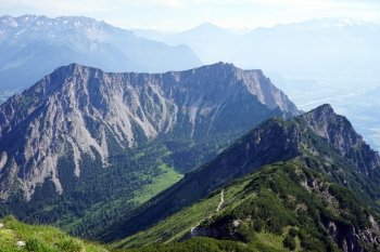 Hiking trail Via Alpina in mountain area of Lichtenstein