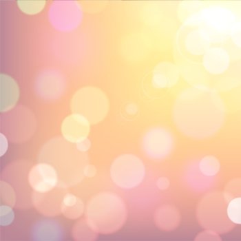 Festive colorful background of pink and yellow colors with bokeh defocused lights. Vector eps10.
