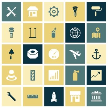 Flat design icons for industrial. Vector illustration.
