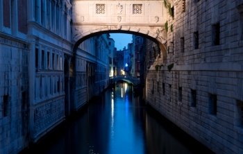 Ponte dei Sospiri in Venice at dusk, Italy