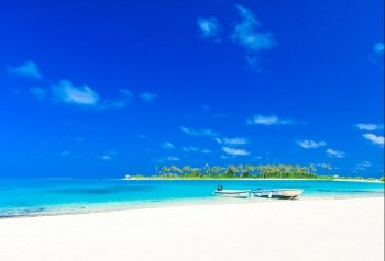 White tropical beach in Maldives 