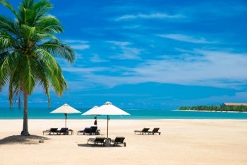 Beautiful beach.  Holiday and vacation concept. Tropical beach.