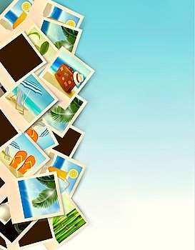 Travel Background With Photos From Holidays On A Seaside. Vector