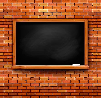 Brick wall with a blackboard. Vector.