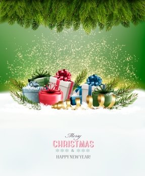 Holiday Christmas background with a gift boxes Vector