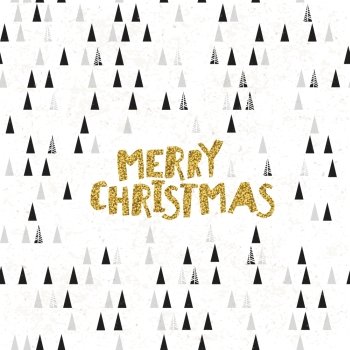 Merry Christmas Card. Geometric pattern and hand drawn lettering.