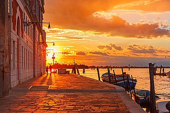 Grandiose sunset on the canal Cannaregio in Venice, Italy