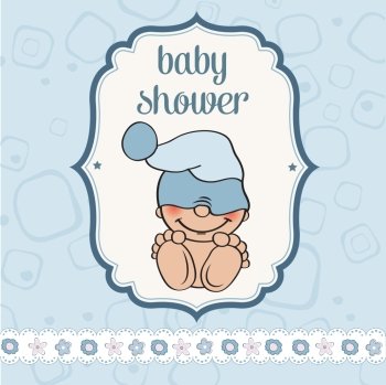 baby boy shower card with funny little baby