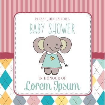 baby shower card with cute little mouse, vector format