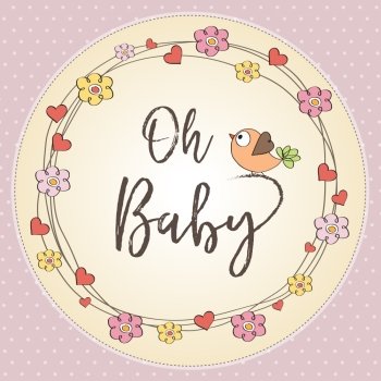baby girl shower card. vector illustration