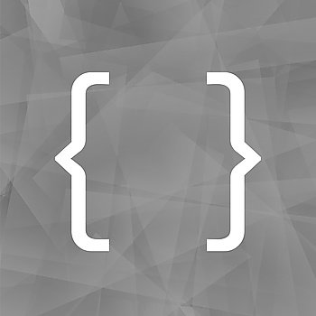 Curly Bracket Icon Isolated on Grey Polygonal Background. Curly Bracket Icon