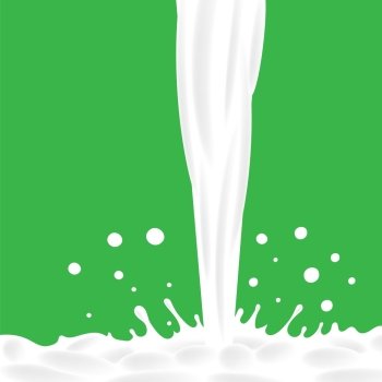 Pouring Milk Splash on Green Background. Milk Poured Down. Milk Background.. Milk Poured Down
