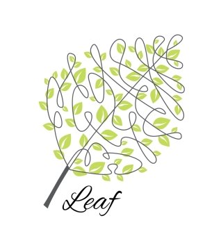Vector illustration decorative leaf on a white background, abstract meadow element