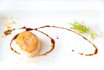 Grilled fried scallop, gourmet japanese cuisine.