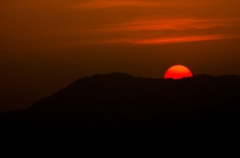 Sunset on mountain background Thailand, abstract nature  background