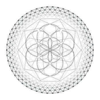 vector contour monochrome design mandala sacred geometry illustration seed of life dot art isolated white background  

