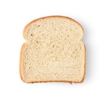 One slice of bread isolated on white background. 