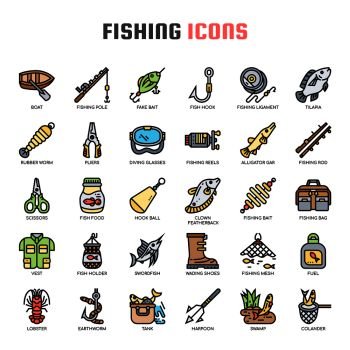 Fishing , Thin Line and Pixel Perfect Icons