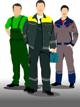 Vector illustration of group young workers 