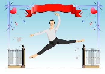 Modern dance on gate background vector illustration