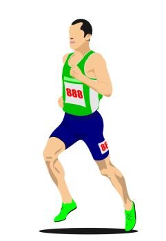 Illustration of a track and field athlete running man vector. 