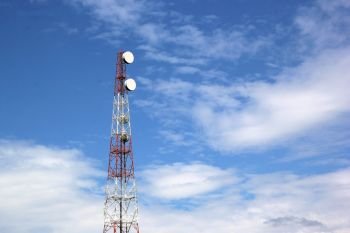 photo of telecommunication tower with beautiful sky background