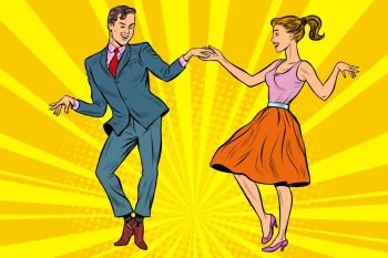 retro dancers couple man and woman. Pop art vector illustration drawing. retro dancers couple man and woman