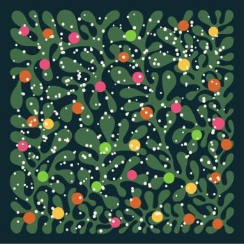 Vector winter background floral  pattern. Christmas  fir tree decoration