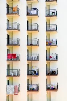 Building with many apartments and balconies in Portugal