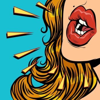 close-up mouth woman talk. Comic cartoon pop art retro vector illustration drawing. close-up mouth woman talk