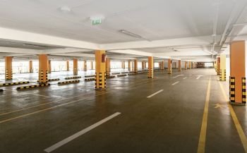 empty Parking garage underground, industrial interior