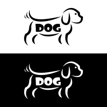 Vector image of an dog design on black background and white background, Logo, Symbol