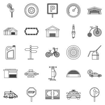 Receptacle icons set. Outline set of 25 receptacle vector icons for web isolated on white background. Receptacle icons set, outline style