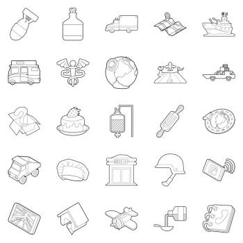 Provisions icons set. Outline set of 25 provisions vector icons for web isolated on white background. Provisions icons set, outline style