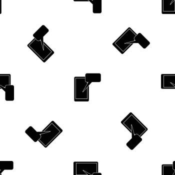 Mobile chatting pattern repeat seamless in black color for any design. Vector geometric illustration. Mobile chatting pattern seamless black