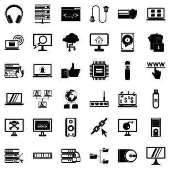 Internet icons set. Simple style of 36 internet vector icons for web isolated on white background. Internet icons set, simple style