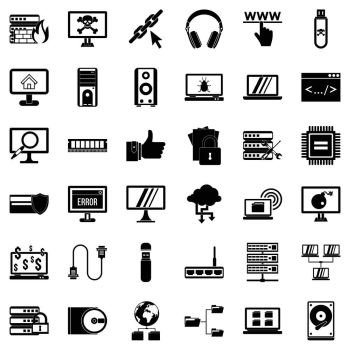 Search in internet icons set. Simple style of 36 search in internet vector icons for web isolated on white background. Search in internet icons set, simple style