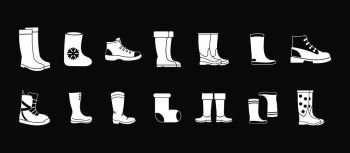 Boots icon set vector white isolated on grey background . Boots icon set grey vector
