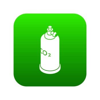 Welding cylinder co2 icon green vector isolated on white background. Welding cylinder co2 icon green vector