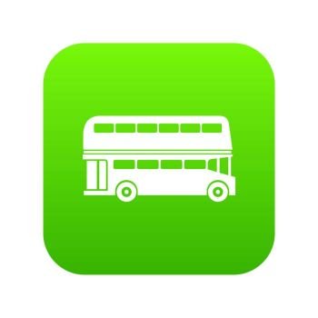 Double decker bus icon digital green for any design isolated on white vector illustration. Double decker bus icon digital green