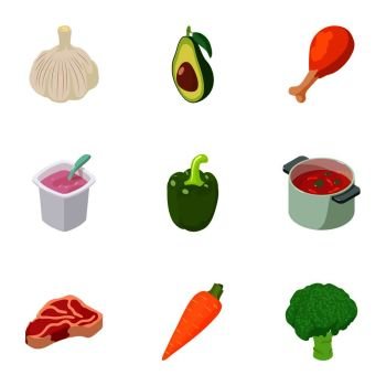 Soup icons set. Cartoon set of 9 soup vector icons for web isolated on white background. Soup icons set, cartoon style