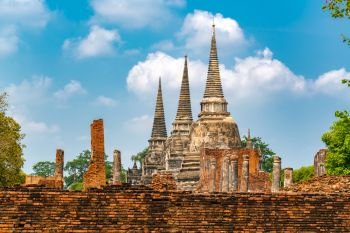 Stupas at Wat Phra Si Sanphet in Ayutthaya Historical Park Thailand the Unesco World Heritage Site
