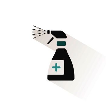 Sanitizer spray. Flat color icon with beige shade. Pharmacy and cleaning vector illustration