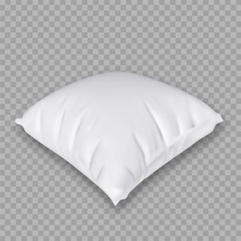 Domestic Pillow For Comfortable Sleeping Vector Copy Space. Blanket Textile Material Square Shape Orthopedic Pillow. Relaxation Accessory Interior Element For Sleep Layout Realistic 3d Illustration. Domestic Pillow For Comfortable Sleeping Vector