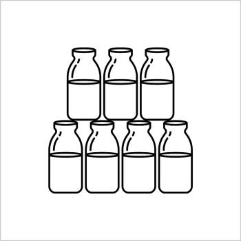 Milk Bottle Icon, Glass Milk Bottle Vector Art Illustration