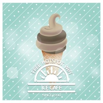 Ice cafe design card with typography vector