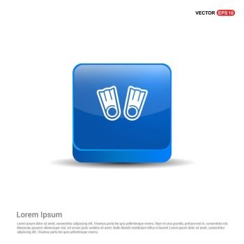 Swimming Flippers Icon - 3d Blue Button.