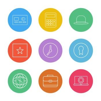 casette , calculator , clock , hat , laptop , globe , icon, vector, design,  flat,  collection, style, creative,  icons