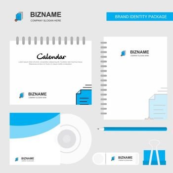 Document setting Logo, Calendar Template, CD Cover, Diary and USB Brand Stationary Package Design Vector Template
