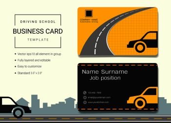 Driving school business name card design template